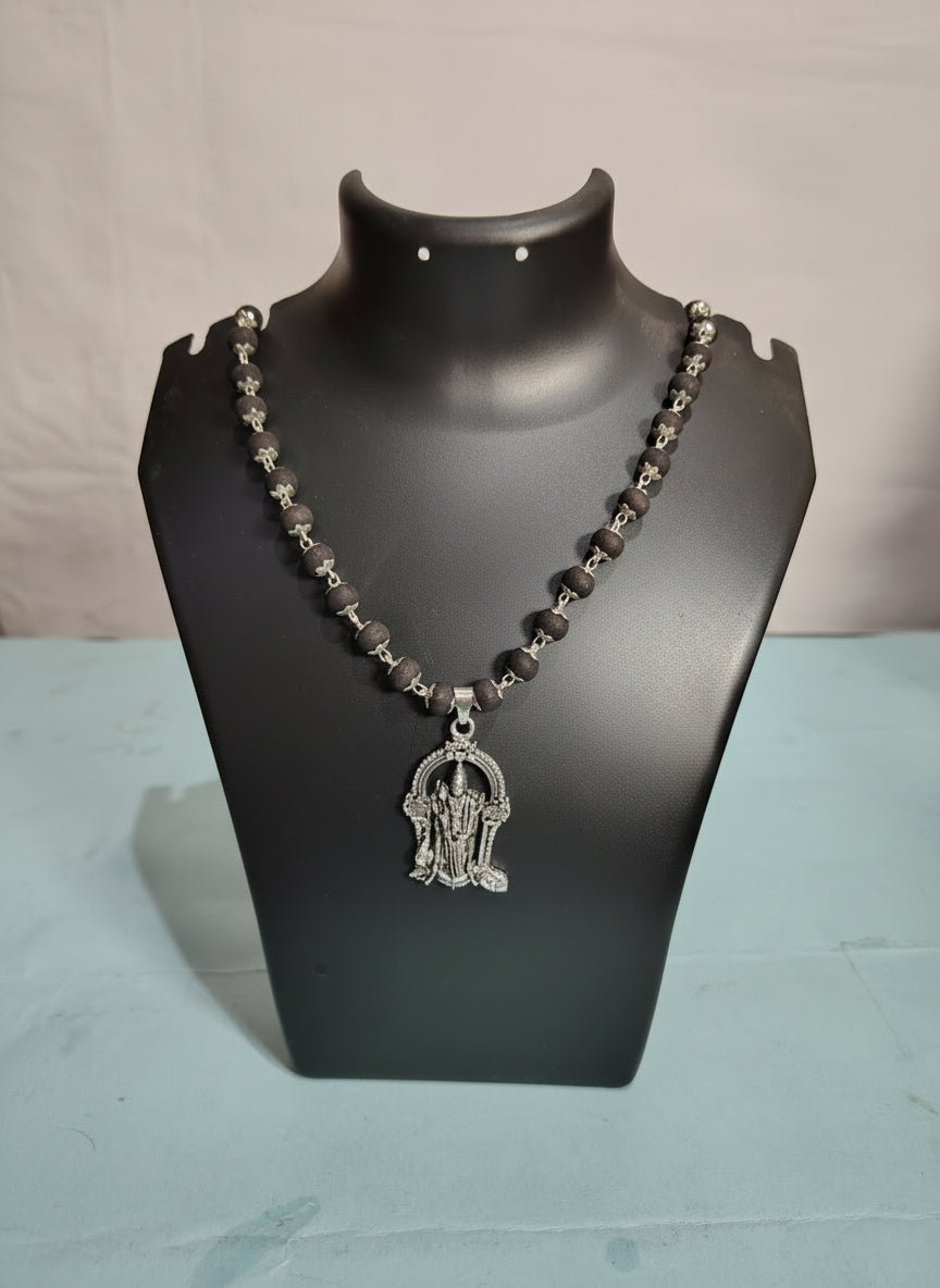 ebony mala with kartikeya murugan pendant