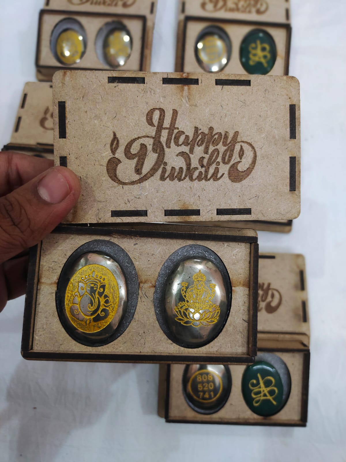 Pyrite Lakshmi Ganesh coin set for prosperity Gift