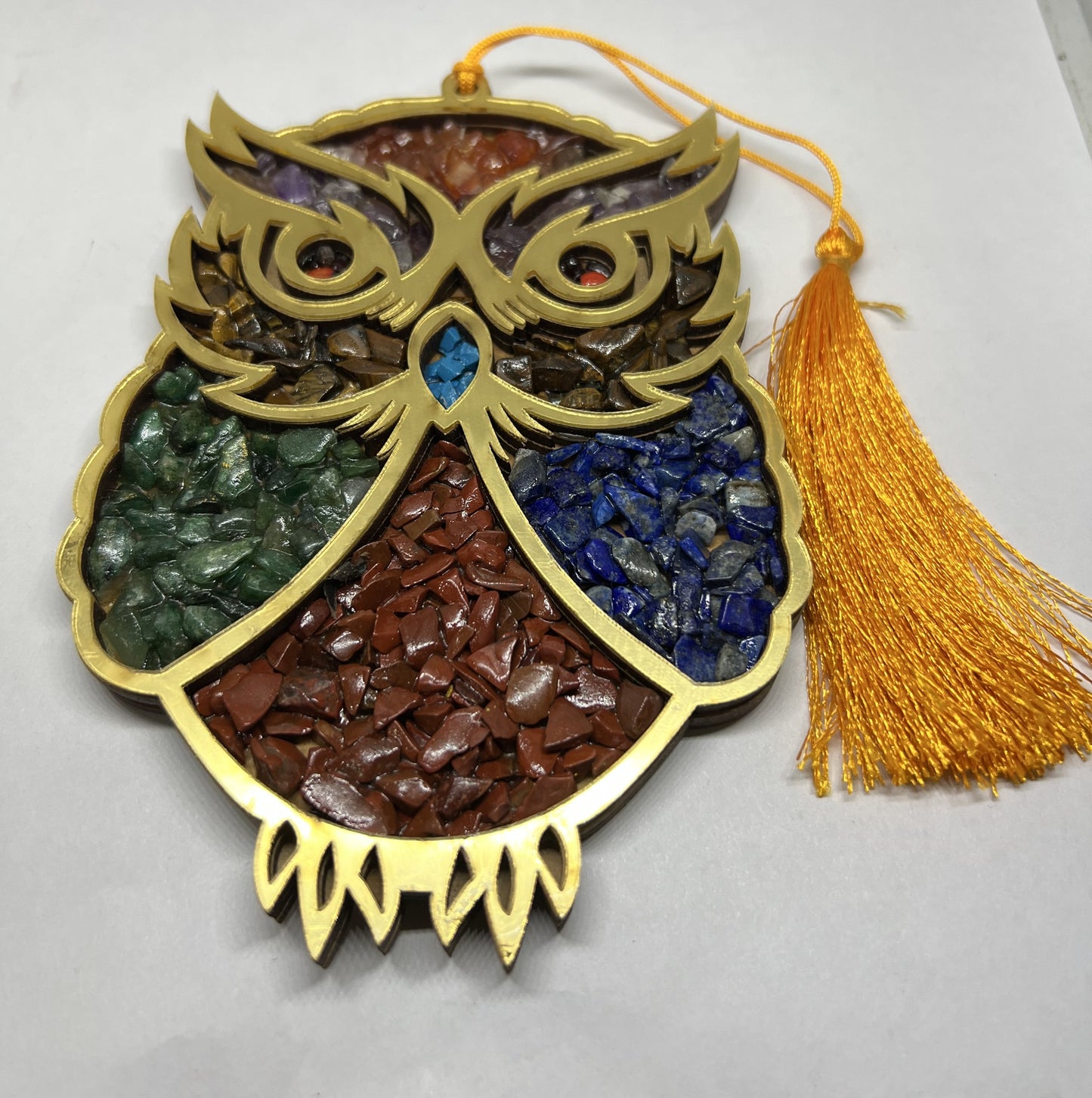 Wealth Dhanlakshmi Lakshmi vahan owl idol with real gemstones