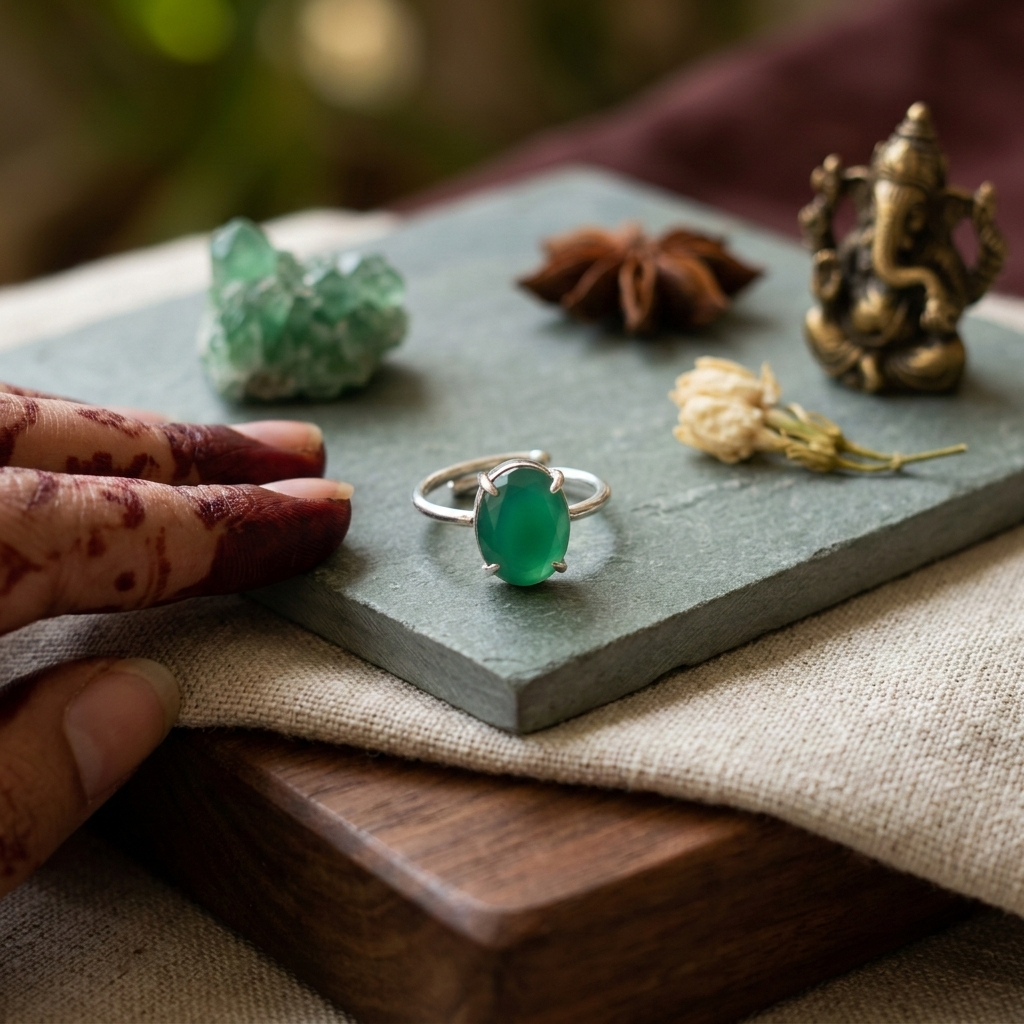 Green Onyx Stone Ring
