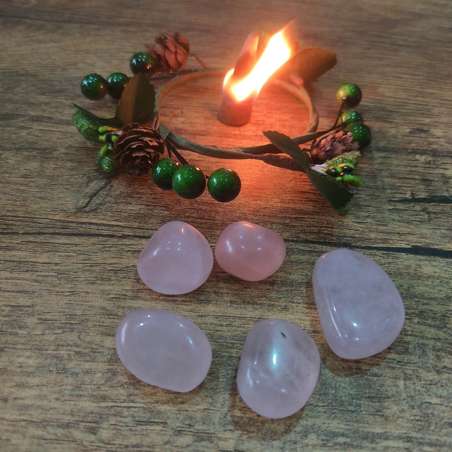 rose quartz tumble stones