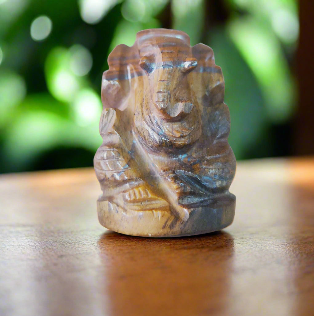 Tiger eye stone Ganesha Idol - Kalyanastrogems