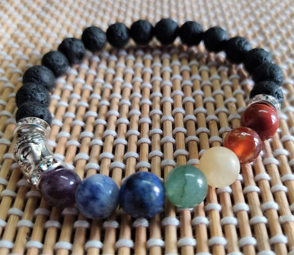 7 chakra black lava stone bracelet