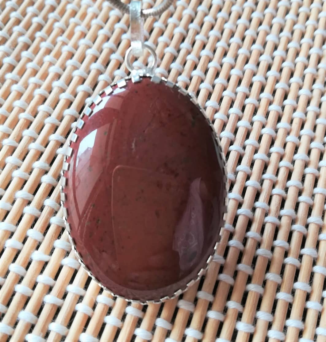 Red Jasper aventurine pendant stone locket