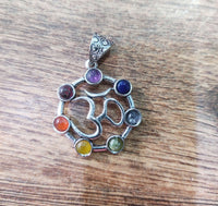 7 Chakra Gemstone Om Pendant - Kalyanastrogems