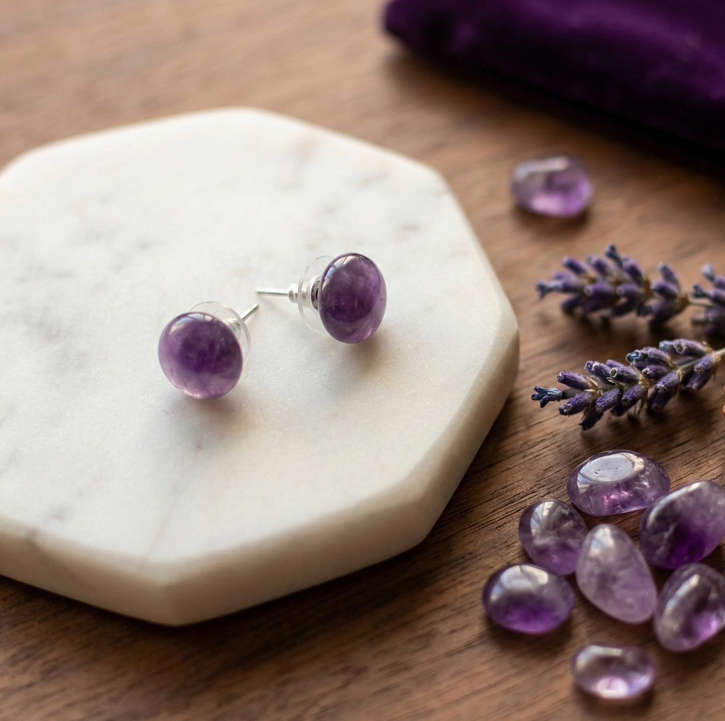 Amethyst stone Earrings Studs Tops