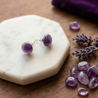 Amethyst stone Earrings Studs Tops