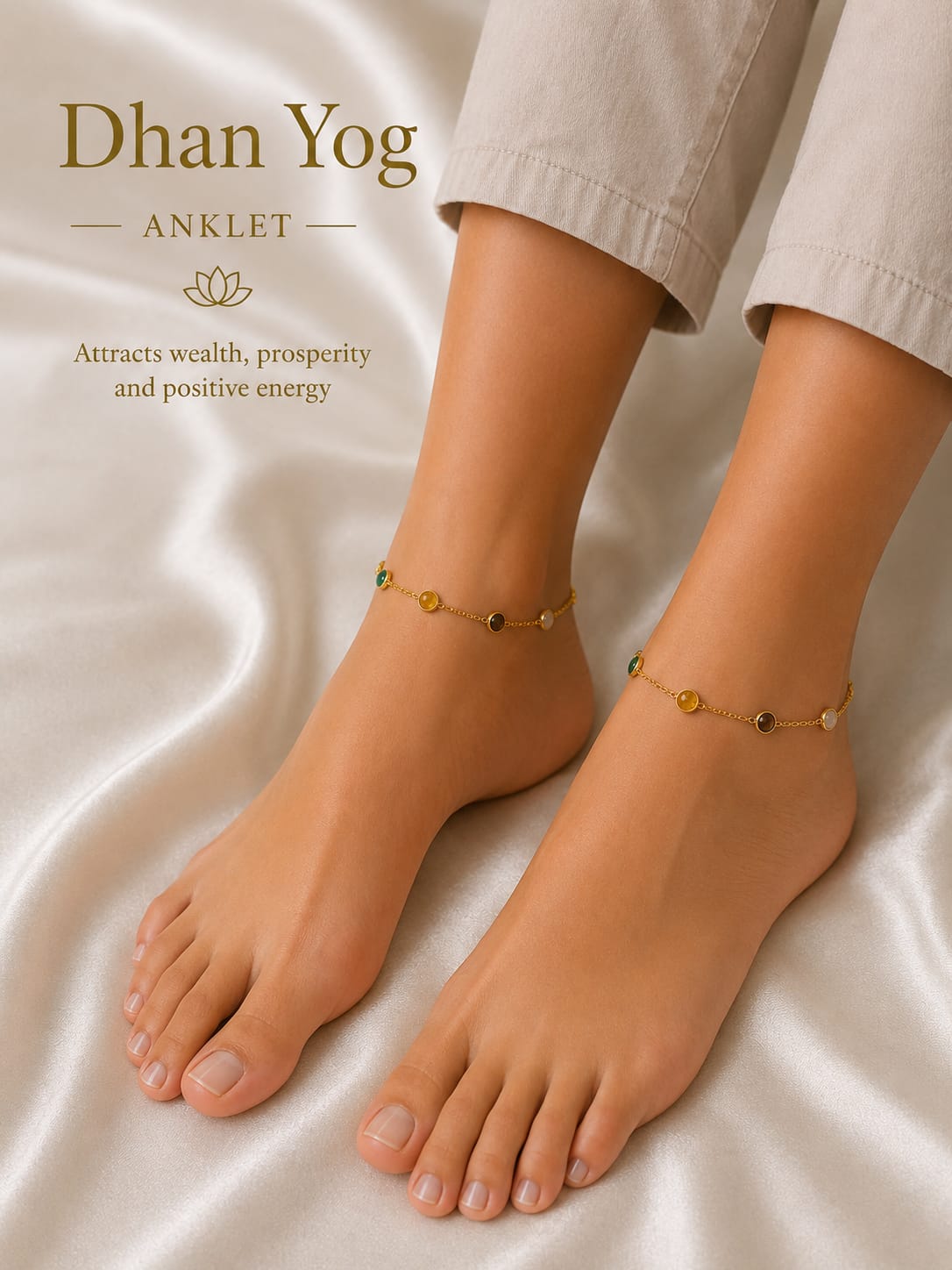 Dhanyog Money magnet anklet payal Natural beads