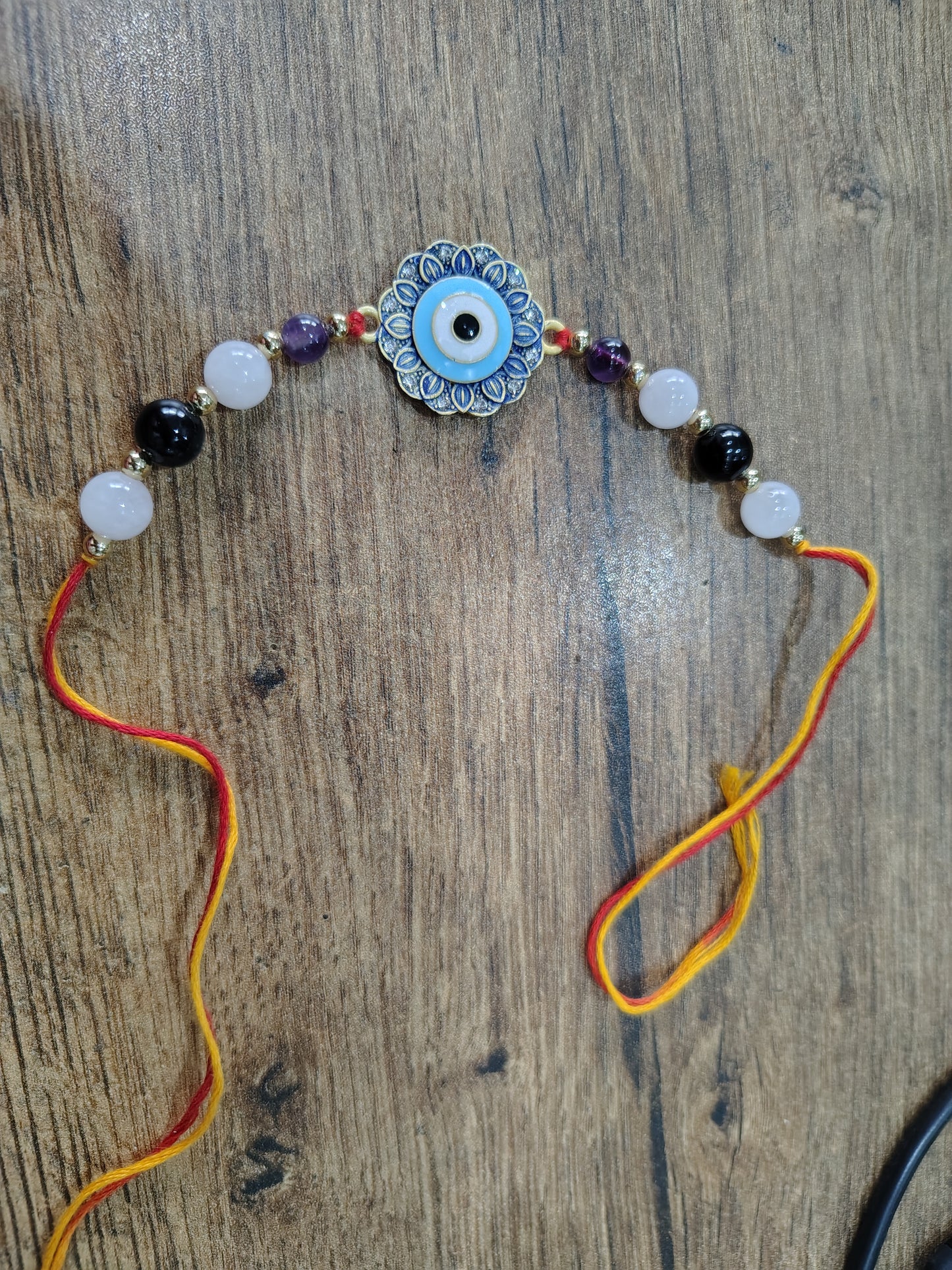 Evil eye Raksha Sutra Rakhi protection Bracelet with gemstones