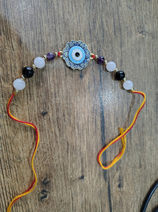 Evil eye Raksha Sutra Rakhi protection Bracelet with gemstones