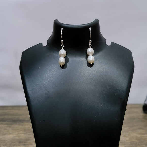 natural moti earrings tops in silver