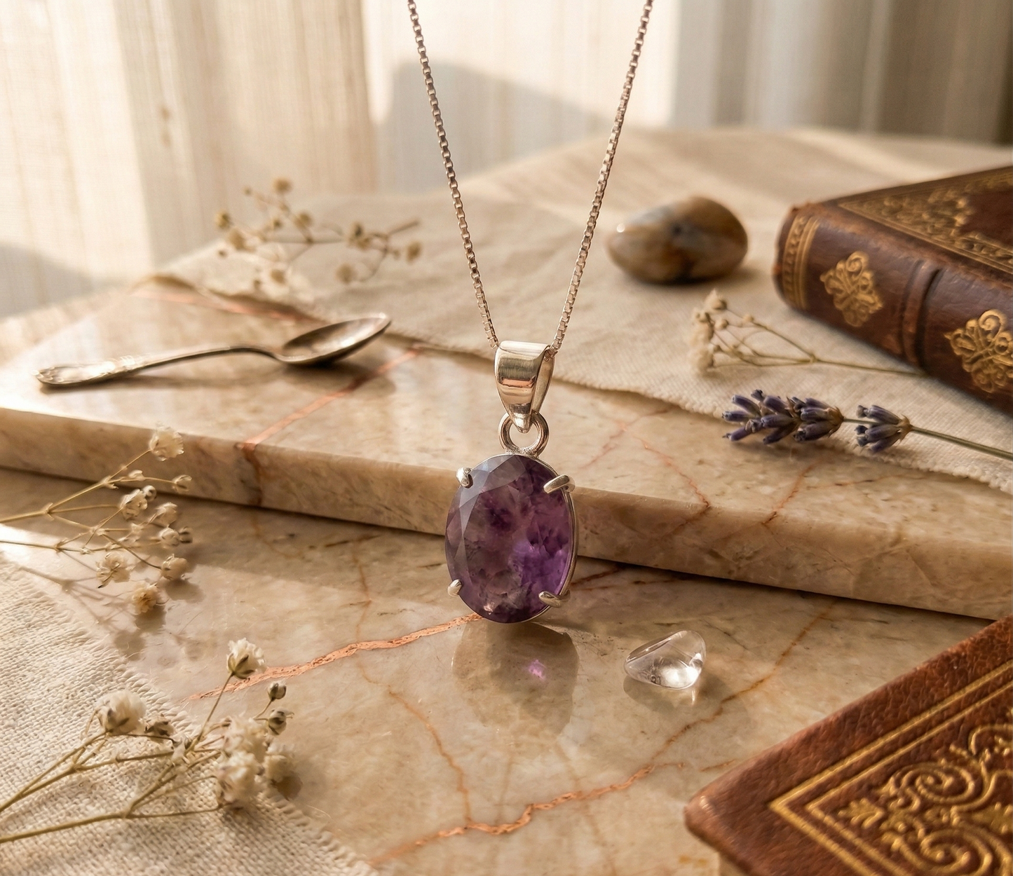 Real Amethyst Stone Pendant