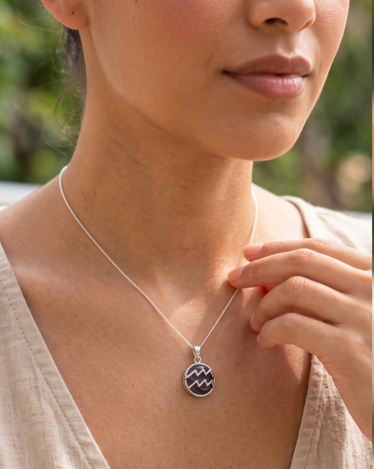 Aquarius rashi amethyst Pendant