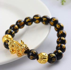 black obsidian pixui bracelet for wealth