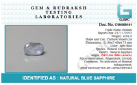 Certified Blue Sapphire (Neelam) stone Ceylon Untreated 4.5 Carats