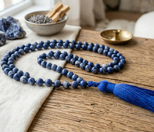 Blue Sodalite stone Mala for Rahu & Sagittarius