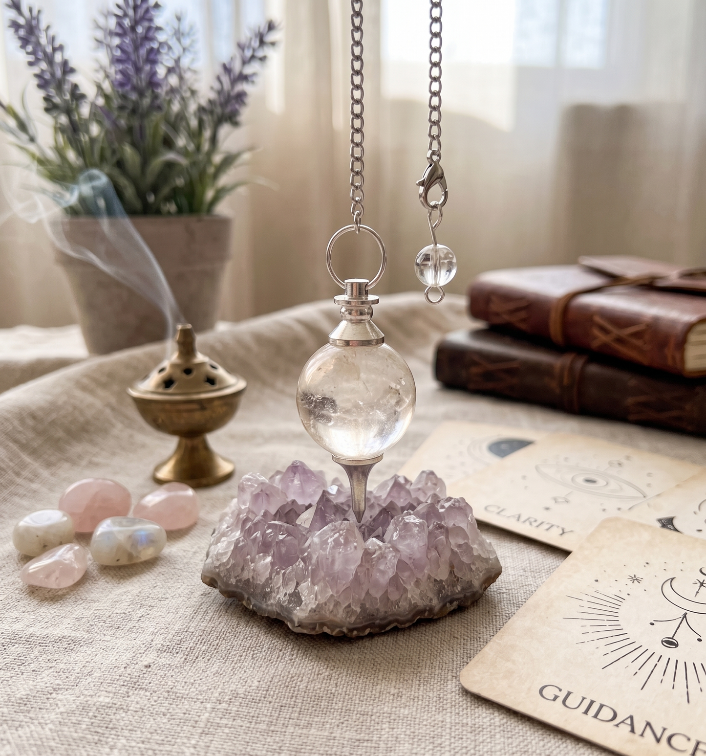 Crystal Clear quartz Pendulum for positive energy