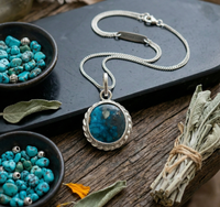 Turquoise Firoza Stone Pendant in silver