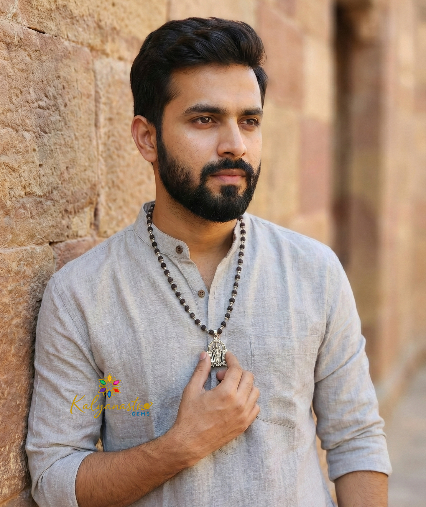 Ebony (Karungali Kattai) Mala Metal with Kartikeya Murugam swamy pendant