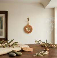 Om with Gayatri Mantra hanging brass