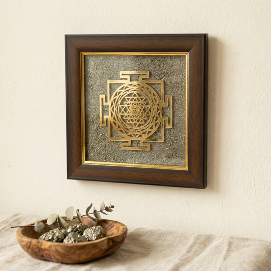 Pyrite plate for prosperity with Shree ynatra