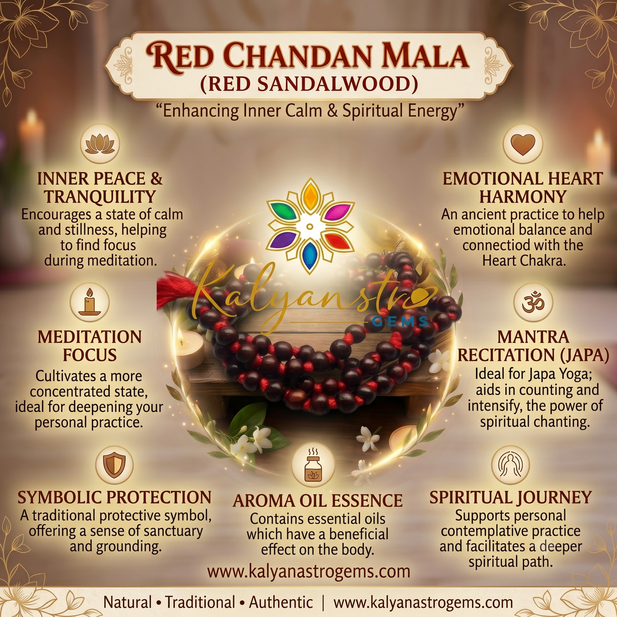 Red Sandalwood Chandan Mala - 100% Pure