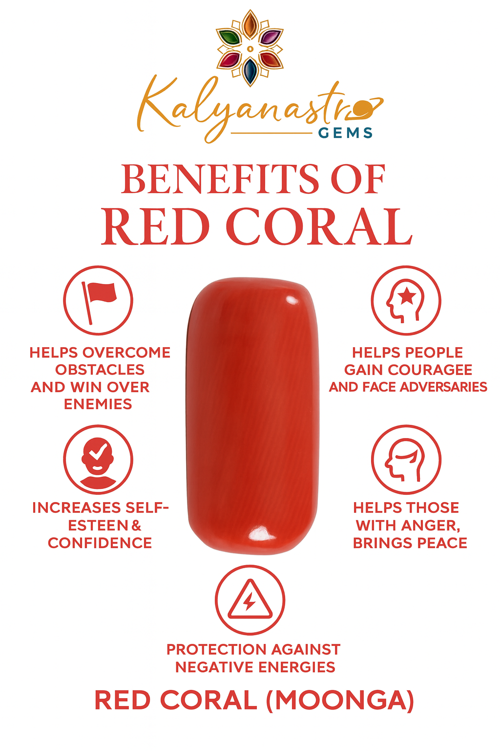 Certified Red Coral (Moonga) gemstone original Italian