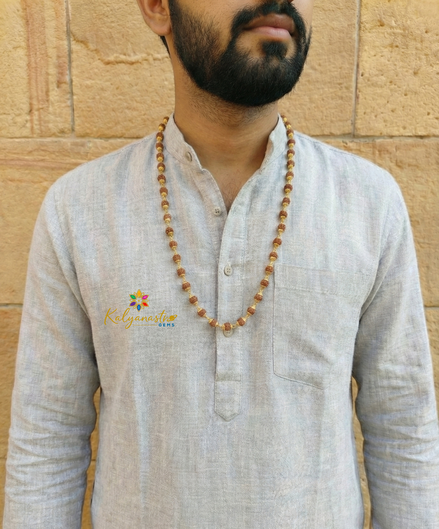 Rudraksha Mala (Gold plated - 54+1 beads)