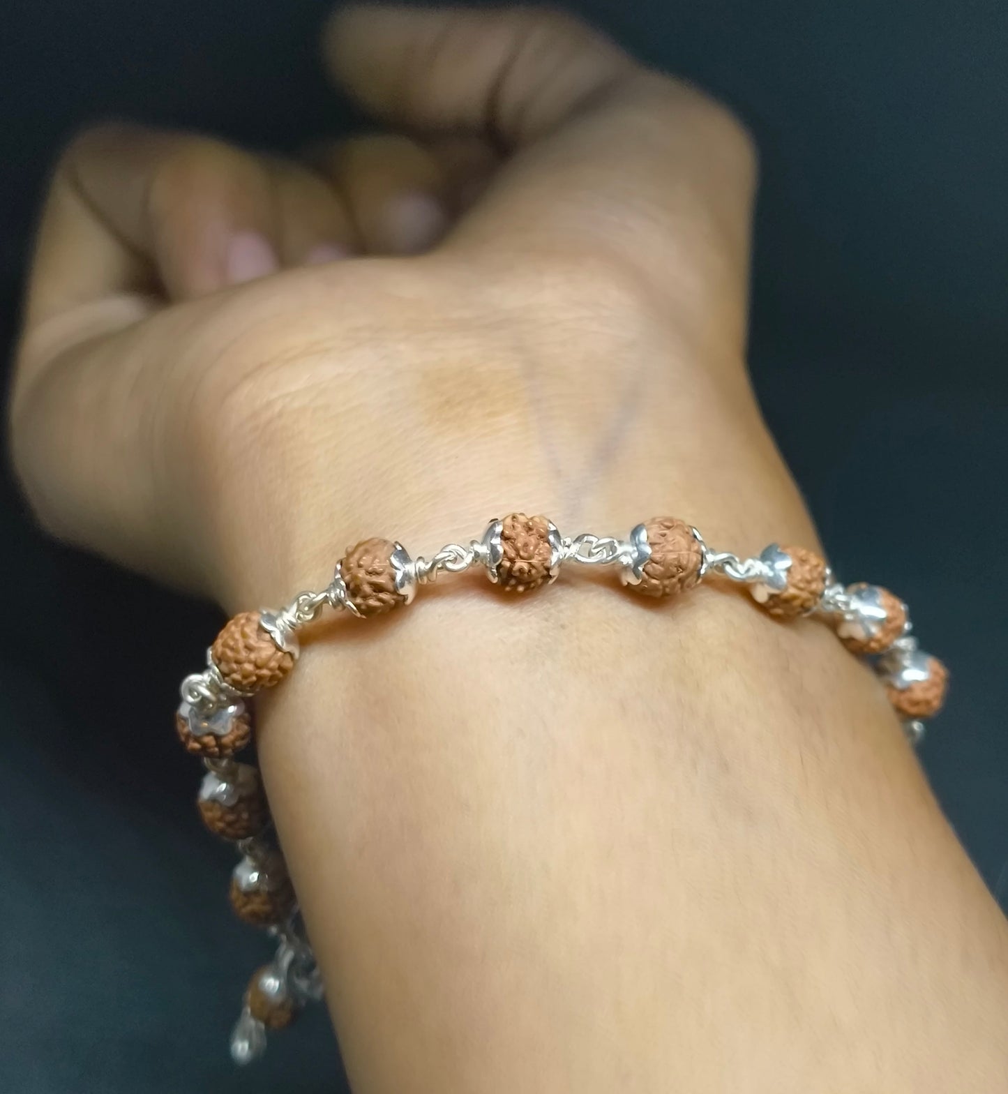 5 mukhi rudraksha bracelet n pure silver