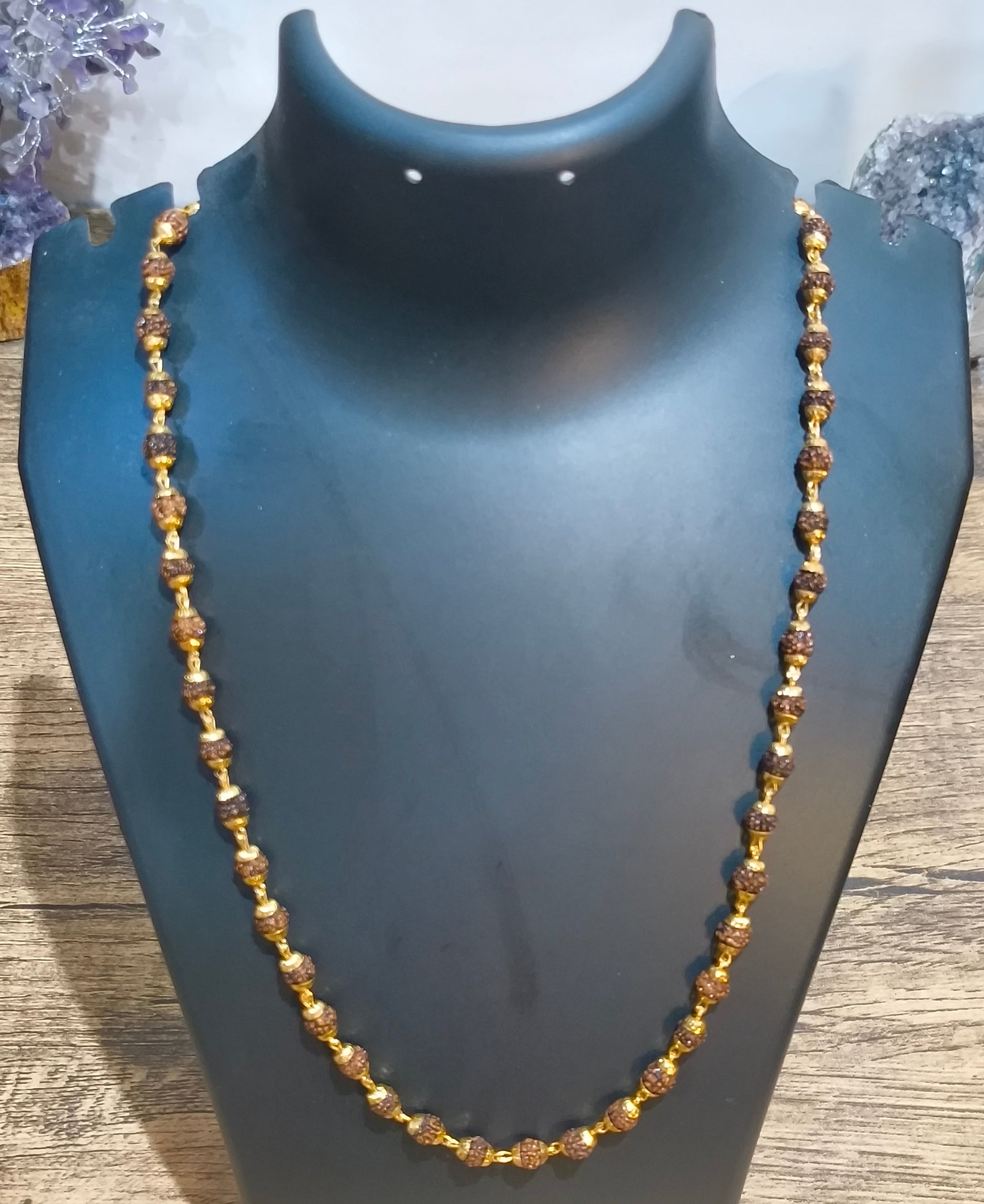 Rudraksha Mala (Gold plated 54+1 beads) – Kalyanastrogems