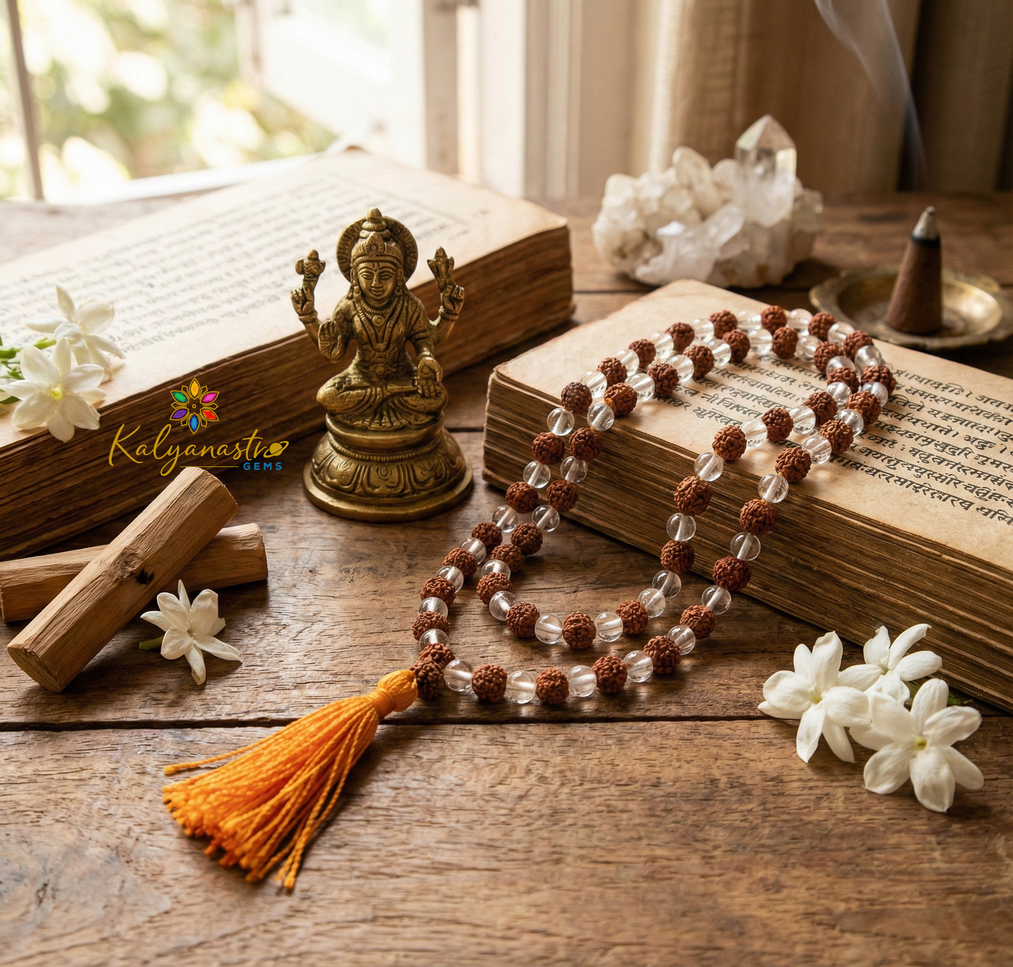 Rudraksha Sphatik Mala (108 beads)