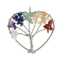chakra crystal stone tree pendant