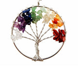 7 chakra crystal stone tree pendant