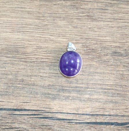 Real Amethyst Stone Pendant in silver