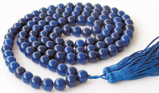 Blue Hakik Agate Mala for Rahu dosh