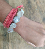 Flower Agate tumble stone bracelet