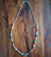 Precious navratan stone mala silver