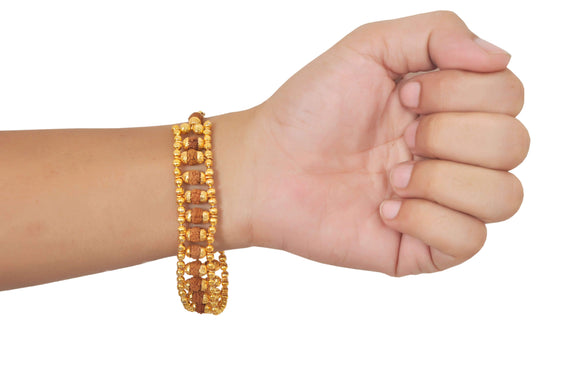 22 Kt Gold Rudraksha Bracelet - BrMb20329 - 22kt Gold Bracelet for men's is  designed with beaded Rudraksha beads and gold balls in an alternate
