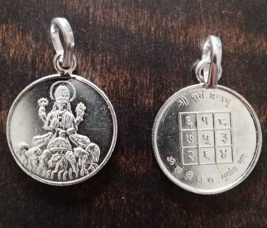 Pure Silver Guru (Jupiter) Yantra Locket Pendant - For Good Luck, Wealth, Success & Spiritual Growth