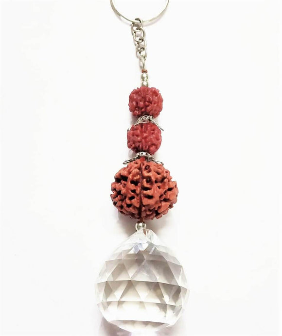 crystal ball with rudraksha hanging for vastu and fengshui