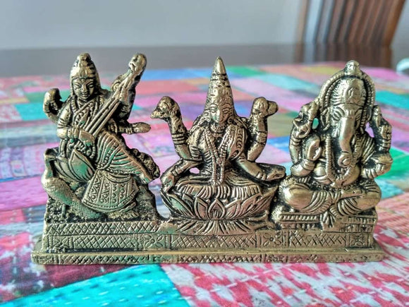 lakshmi ganesh saraswati idol brass