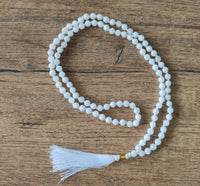 White hakik agate stone mala