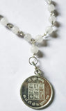 white hakik mala shukra pendant in silver