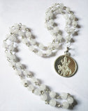 white hakik mala shukra pendant in silver
